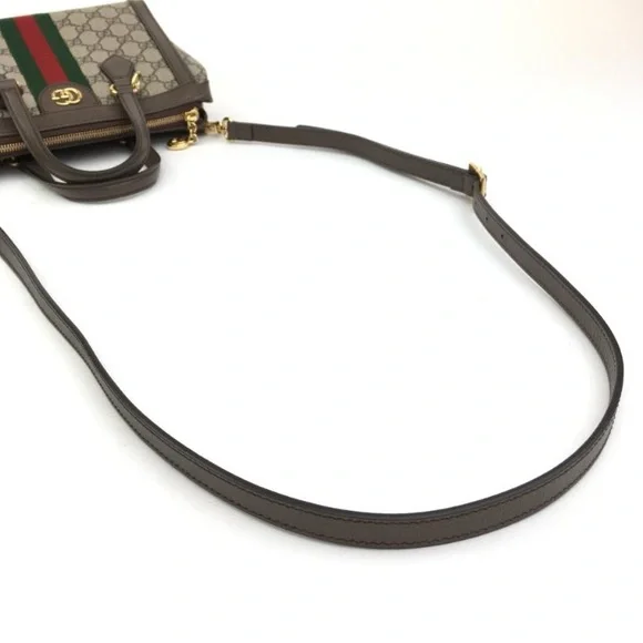 Gucci Beige and Brown Satchel with Red and Green Stripe - Picture 8 of 15